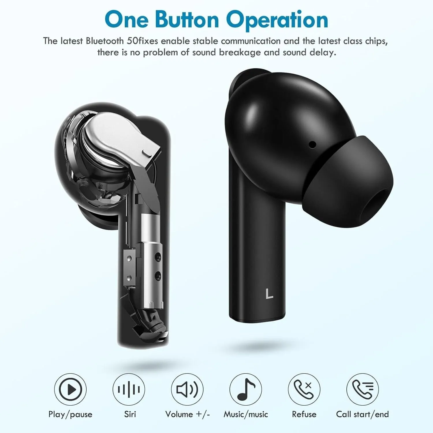 Betron Bluetooth Headphones True Wireless Earbuds Compatible with iPhone Samsung