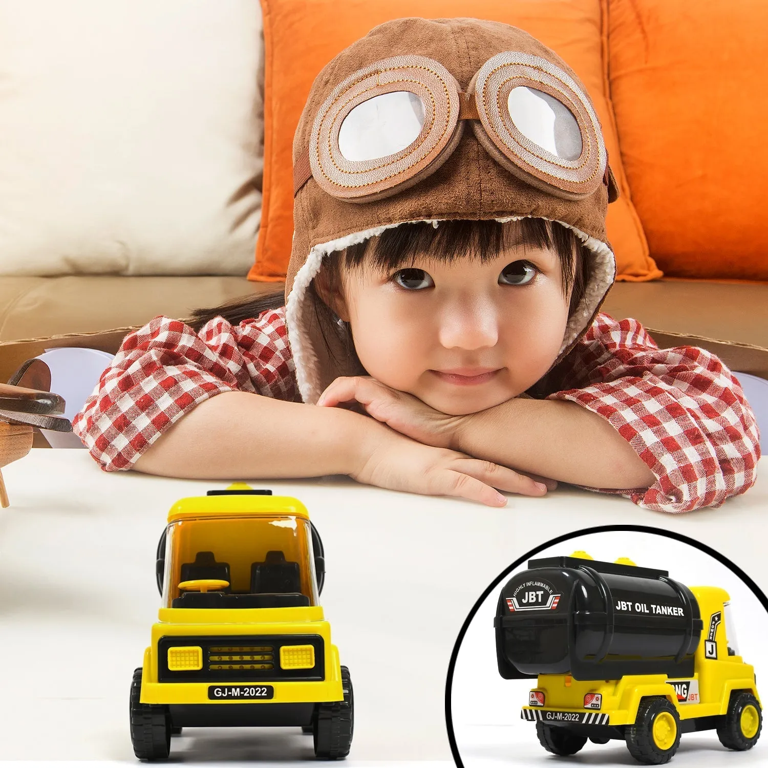 Big Size Heavy Duty Unbreakable Friction Powered with Engine Sound While Running | Non Electric Toy |Tempo Oil - Water Tanker Vehicle Truck for Kids Size