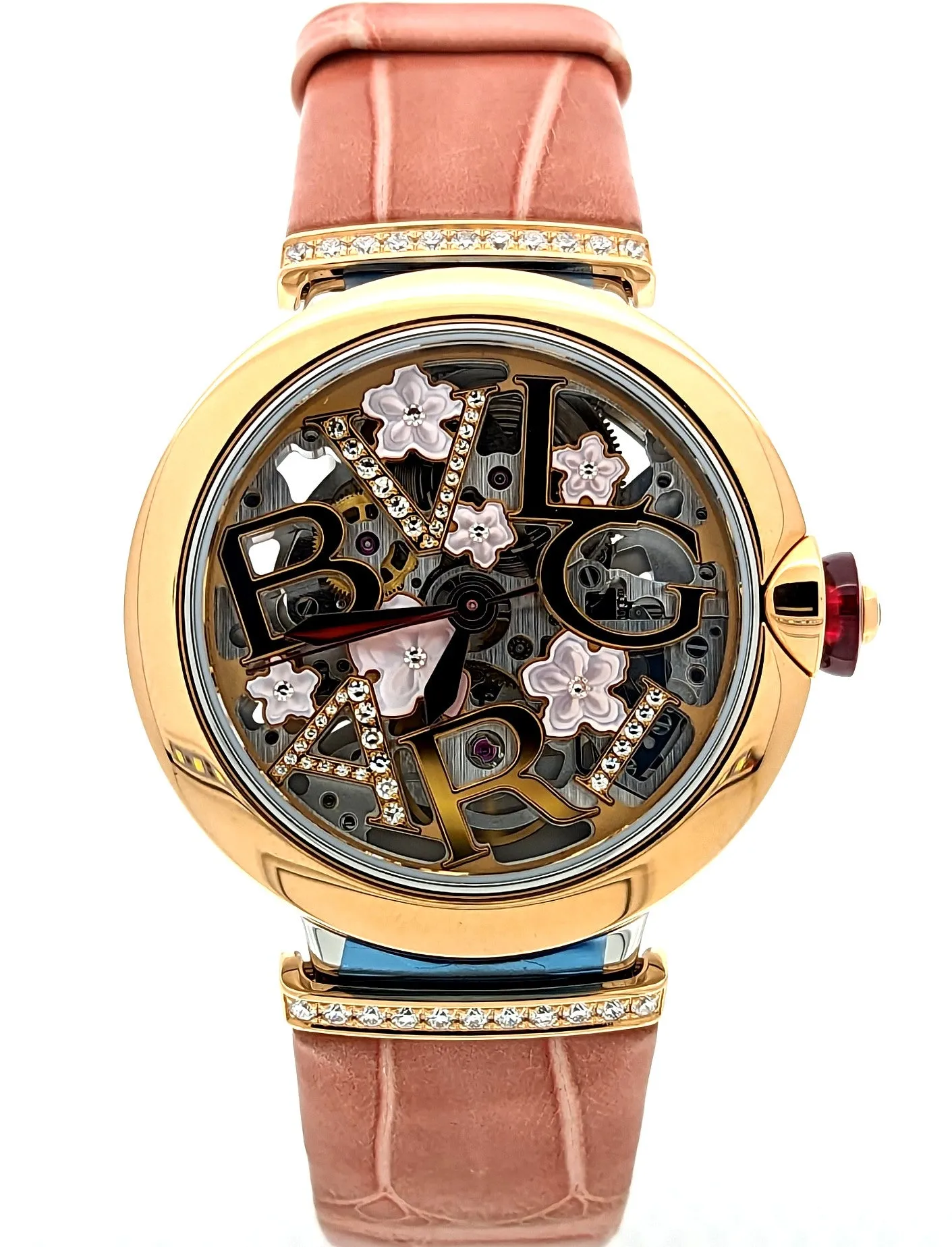 BULGARI Lucea Skeleton 18K Rose Gold Automatic Ladies Watch 103517