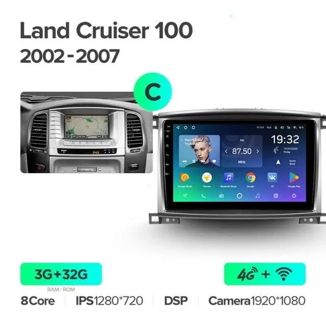 Car Dealz Premium Advanced 4G Data Model 10.2" Android 12.0 For Toyota Land Cruiser LC 100 2002 - 2007