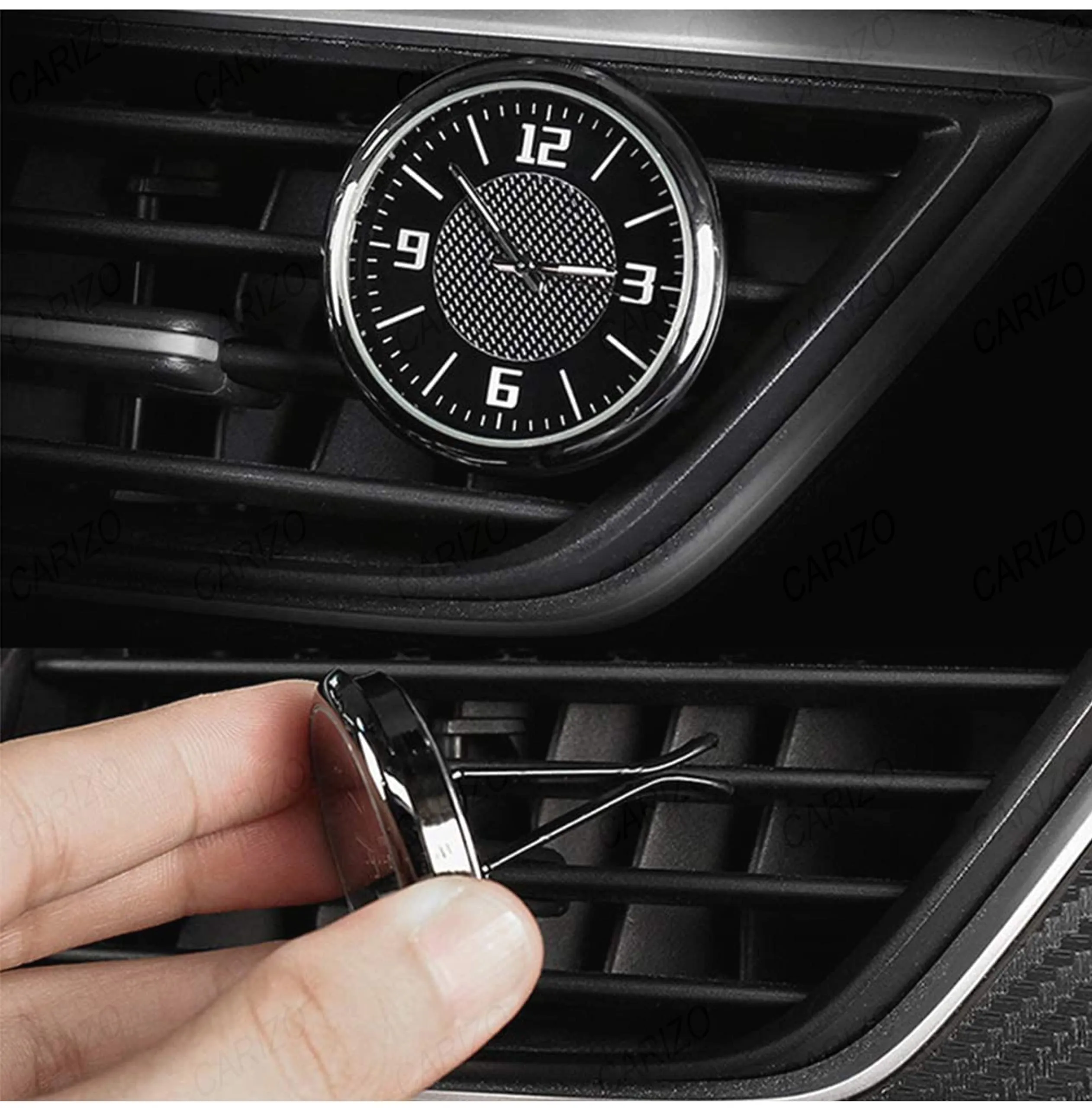 CARIZO Clock, Car Air Vent Clip Clock Mini Vehicle Dashboard Clock Pocket Stick-On Analog Clock for Cars SUVs, Bike, Home & Kitchen