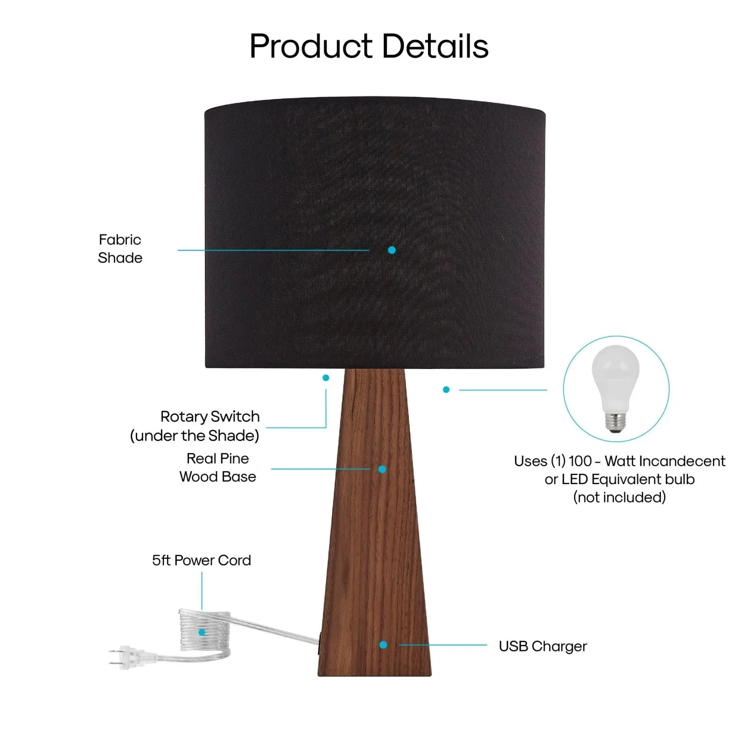 Carley Table Lamp with USB Port