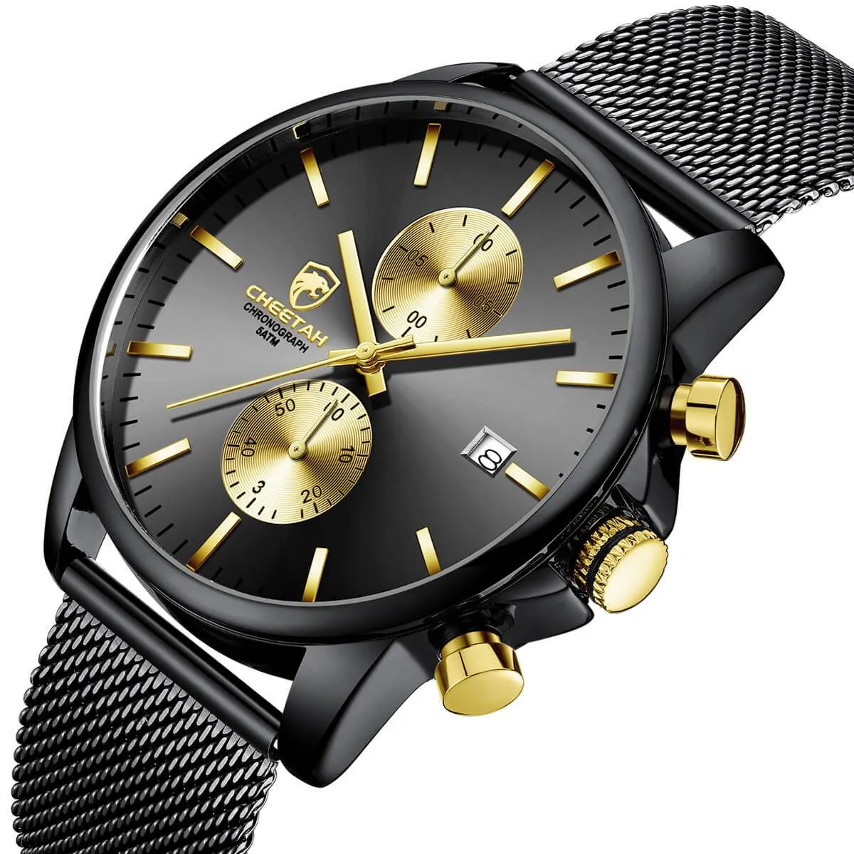 CHEETAH CH1604 ARISTO X6 - Men's Gold-Tone Face Black Chronograph Watch