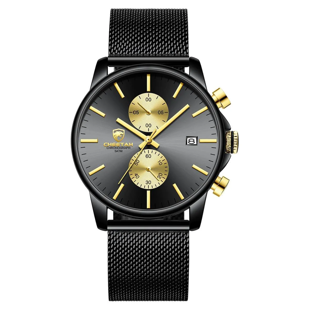 CHEETAH CH1604 ARISTO X6 - Men's Gold-Tone Face Black Chronograph Watch