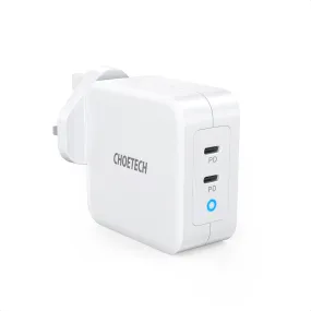 Choetech 100W Dual USB C Port Charger - with CC Cable - White