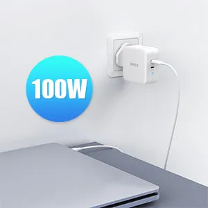 Choetech 100W Dual USB C Port Charger - with CC Cable - White