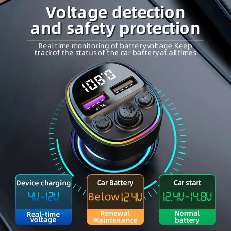 CS1 66W FM Transmitter Wireless Bluetooth MP3 Player & Fast Charger