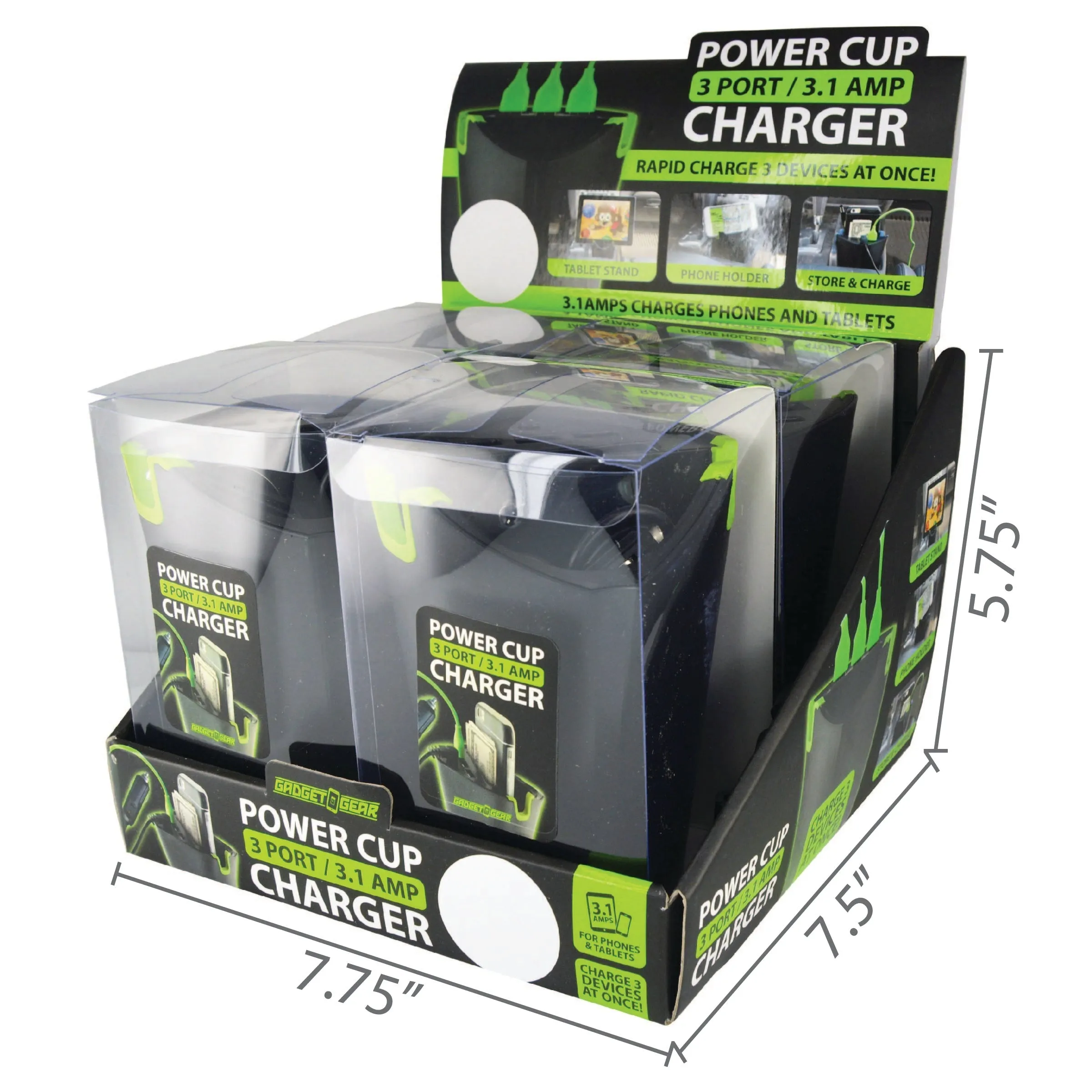 Cup Holder Multi-Port Charger - 4 Pieces Per Retail Ready Display 21522