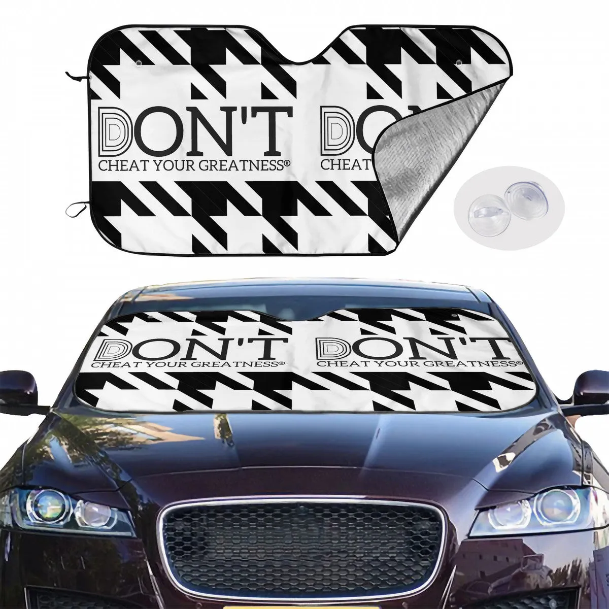 DCYG DON'T  Black Logo ,Black, White  Design & White Car Windshield Sunshade (multi-size)