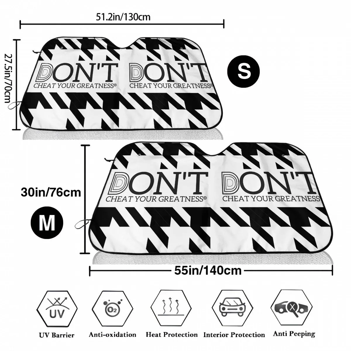 DCYG DON'T  Black Logo ,Black, White  Design & White Car Windshield Sunshade (multi-size)