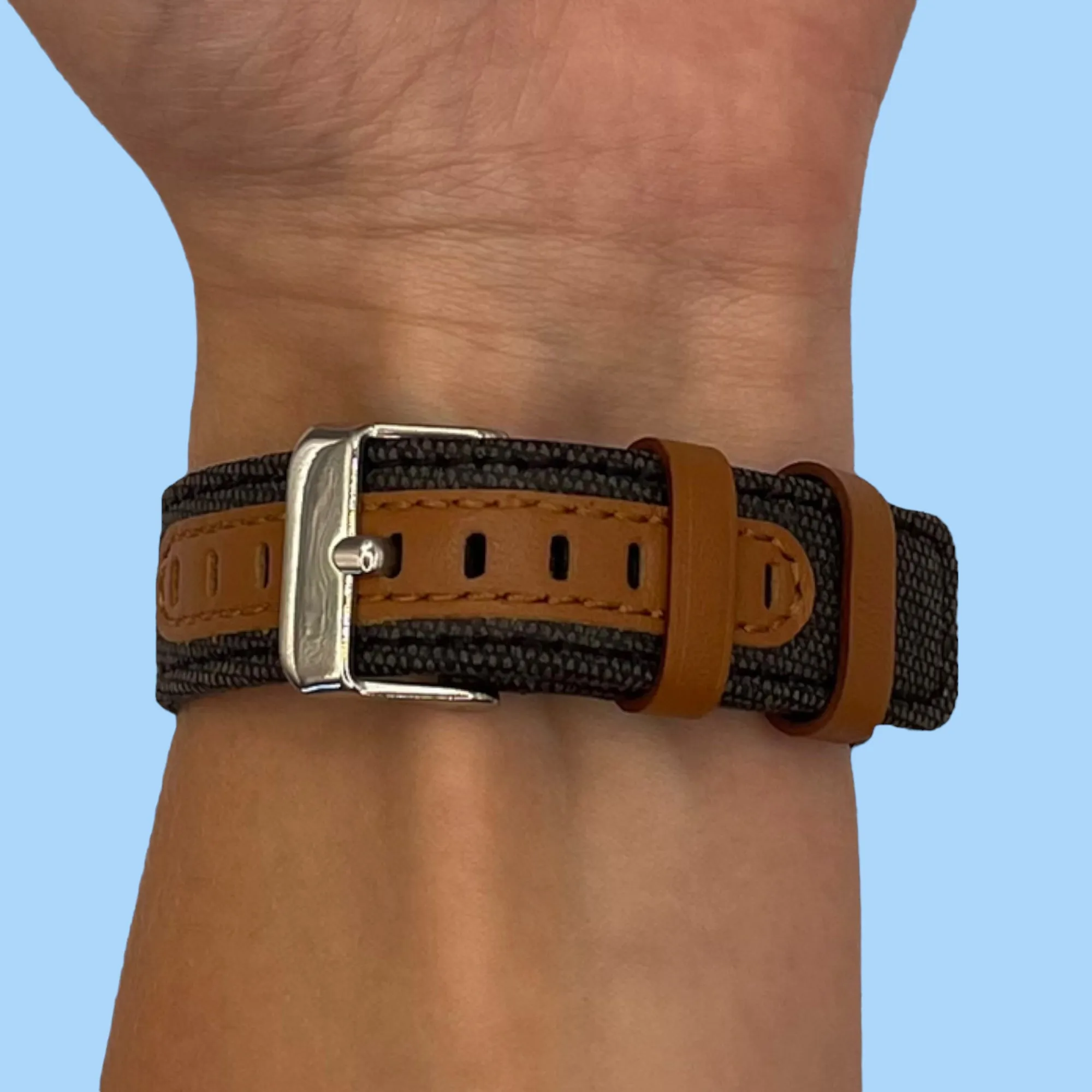 Denim & Leather Watch Straps Compatible with the Google Pixel Watch 2