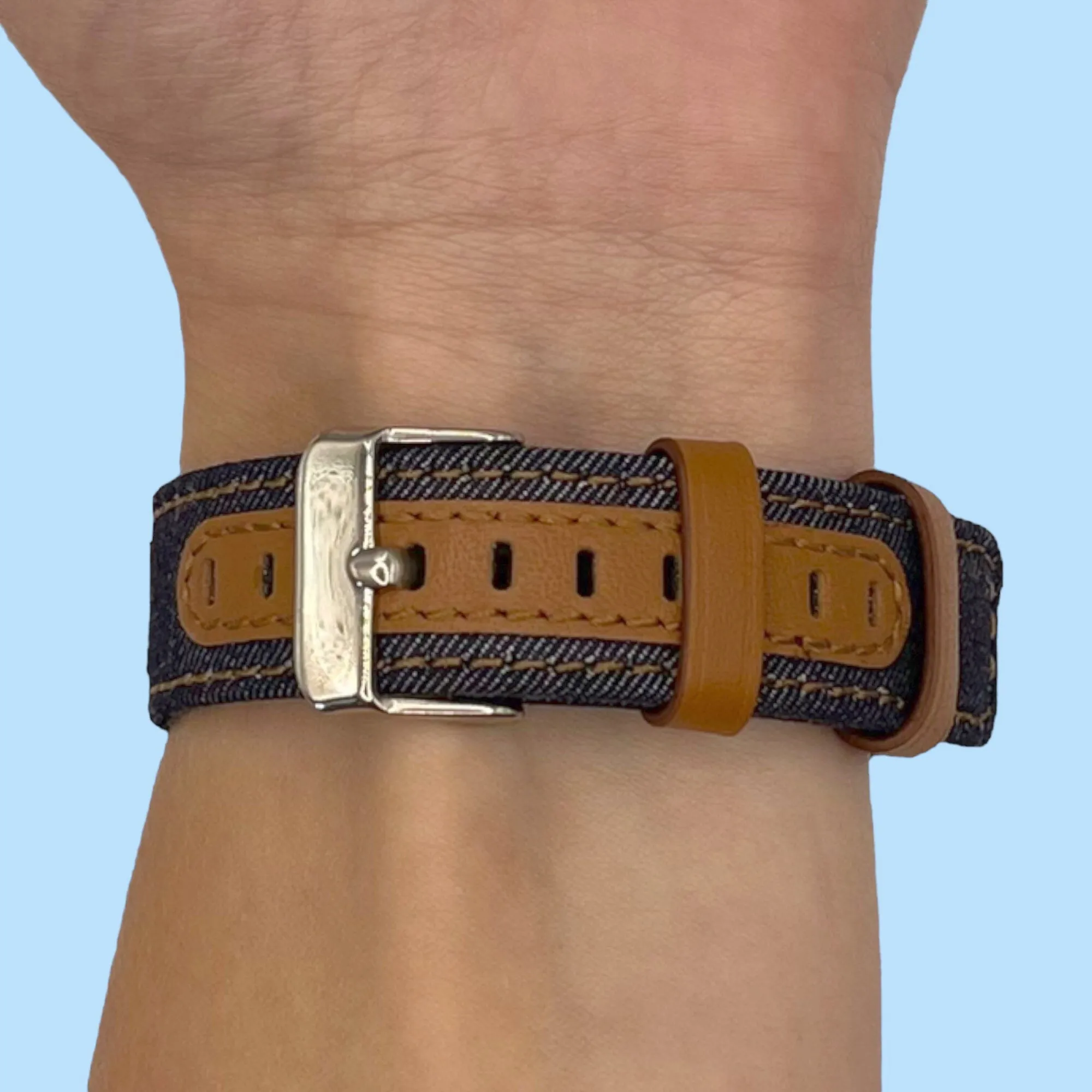 Denim & Leather Watch Straps Compatible with the Oppo Watch 3 Pro