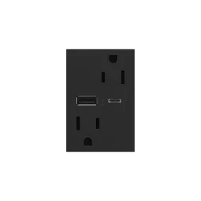 Dual-USB, 15A, Tamper-Resistant, A/C USB Hybrid Outlet, Graphite