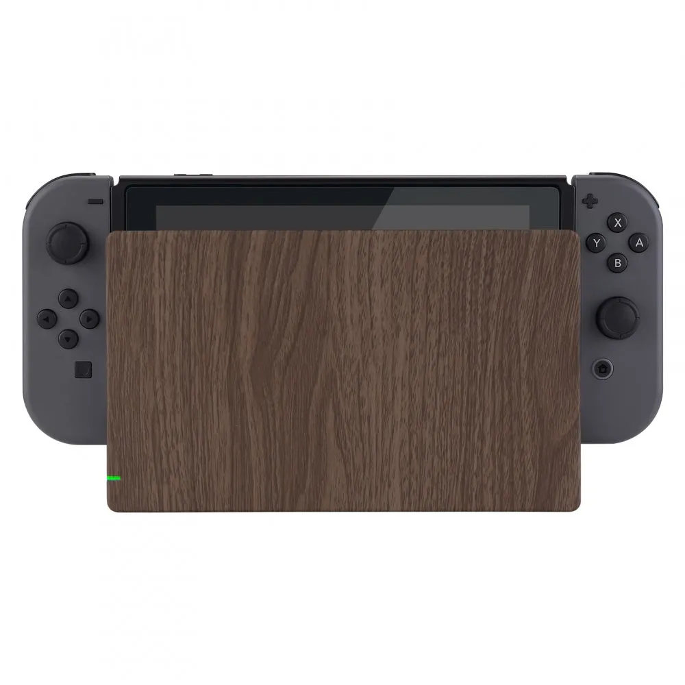 eXtremeRate Custom Soft Touch Grip Faceplate for Nintendo Switch Dock, Wood Grain Patterned DIY Replacement Housing Shell for Nintendo Switch Dock - Dock NOT Included - FDS201