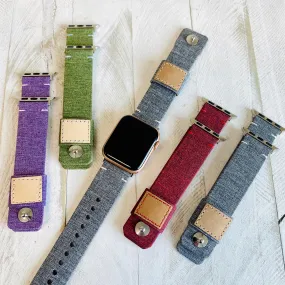 Fancy Fabric Leather Lined Band For Apple Watch