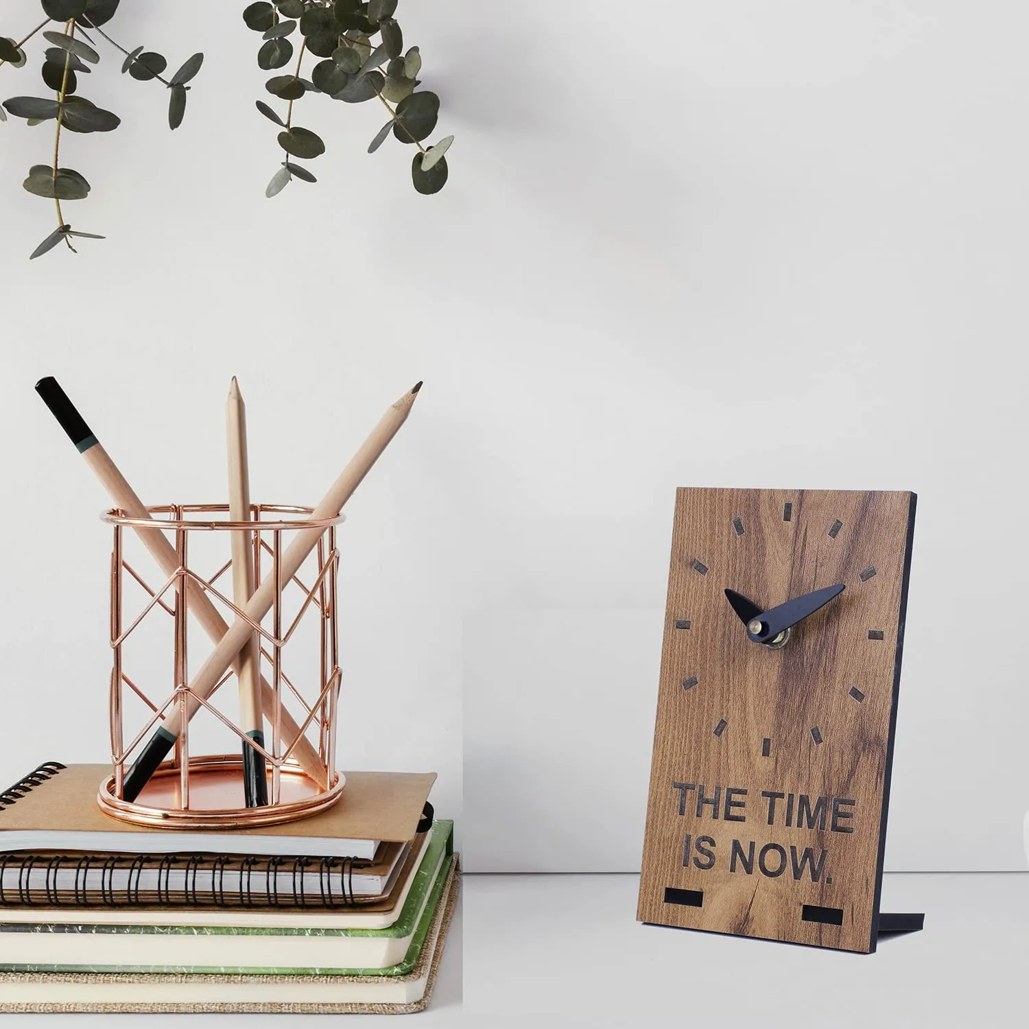 FC store Table Clock for Home Decor - Wooden Table Clock for Study Table (Modern)