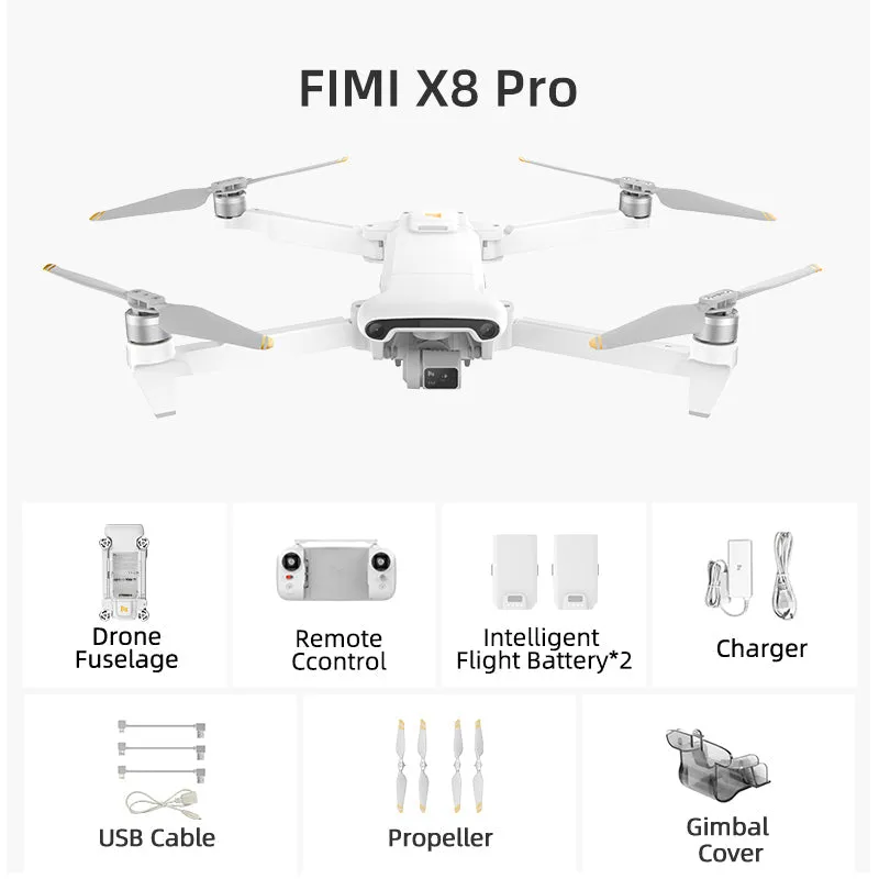 FIMI X8 PRO 4K Drone Profesional GPS 15KM 1/1.3-inch CMOS 3-Axis Gimbal Tri-Directional Obstacle Avoidance RC Quadcopter