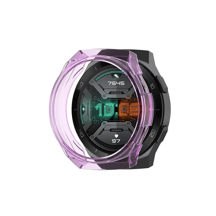 For Huawei Watch GT 2e Transparent TPU Silicone Watch Case(Transparent Purple)