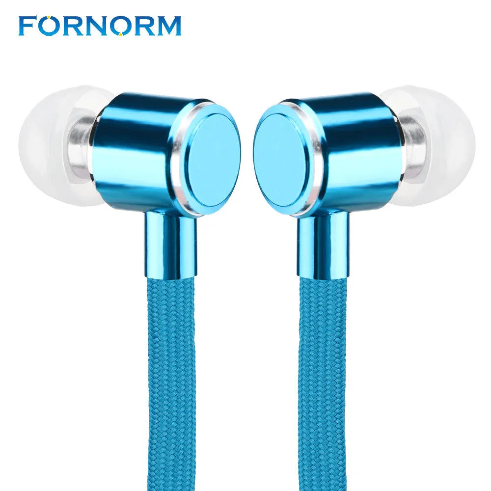 FORNORM 3.5mm Wired Colorful Earphone With Microphone Braided Shoelace Earbuds Sweatproof  Earphone for Iphone Exercise