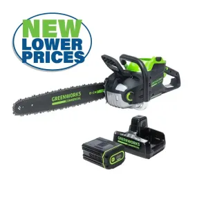 Greenworks 82V 20" 3.4kW Chainsaw with 4Ah Battery and Dual Port Charger