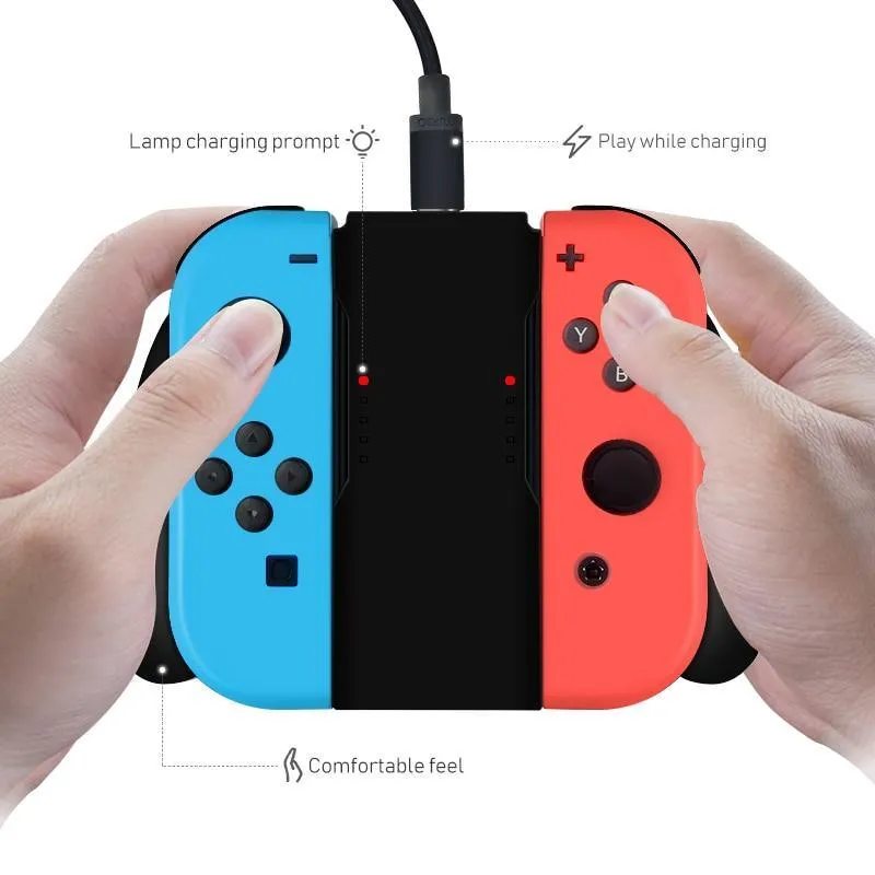 Grip Handle for Nintendo Switch With Charging Function: Play and Charge, Great For Long Games