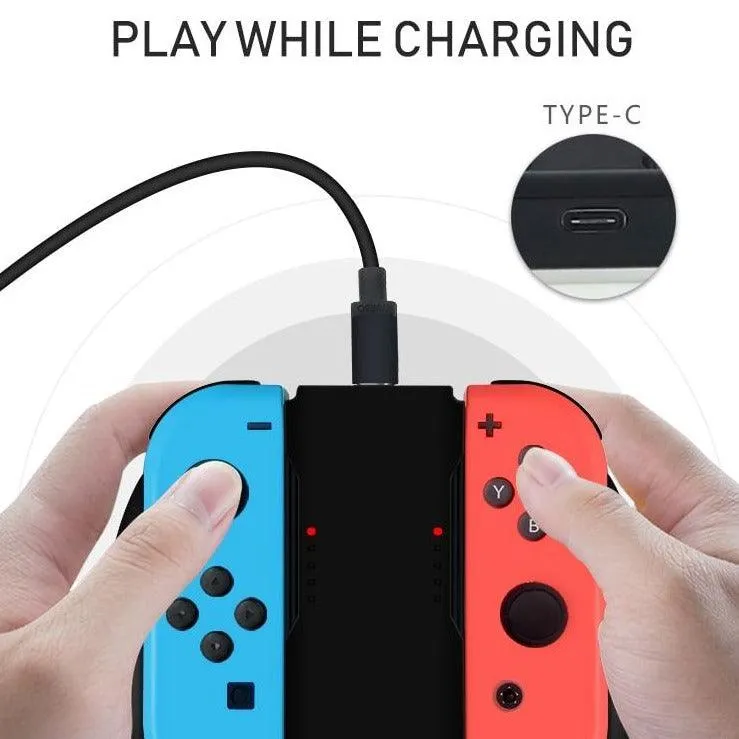 Grip Handle for Nintendo Switch With Charging Function: Play and Charge, Great For Long Games