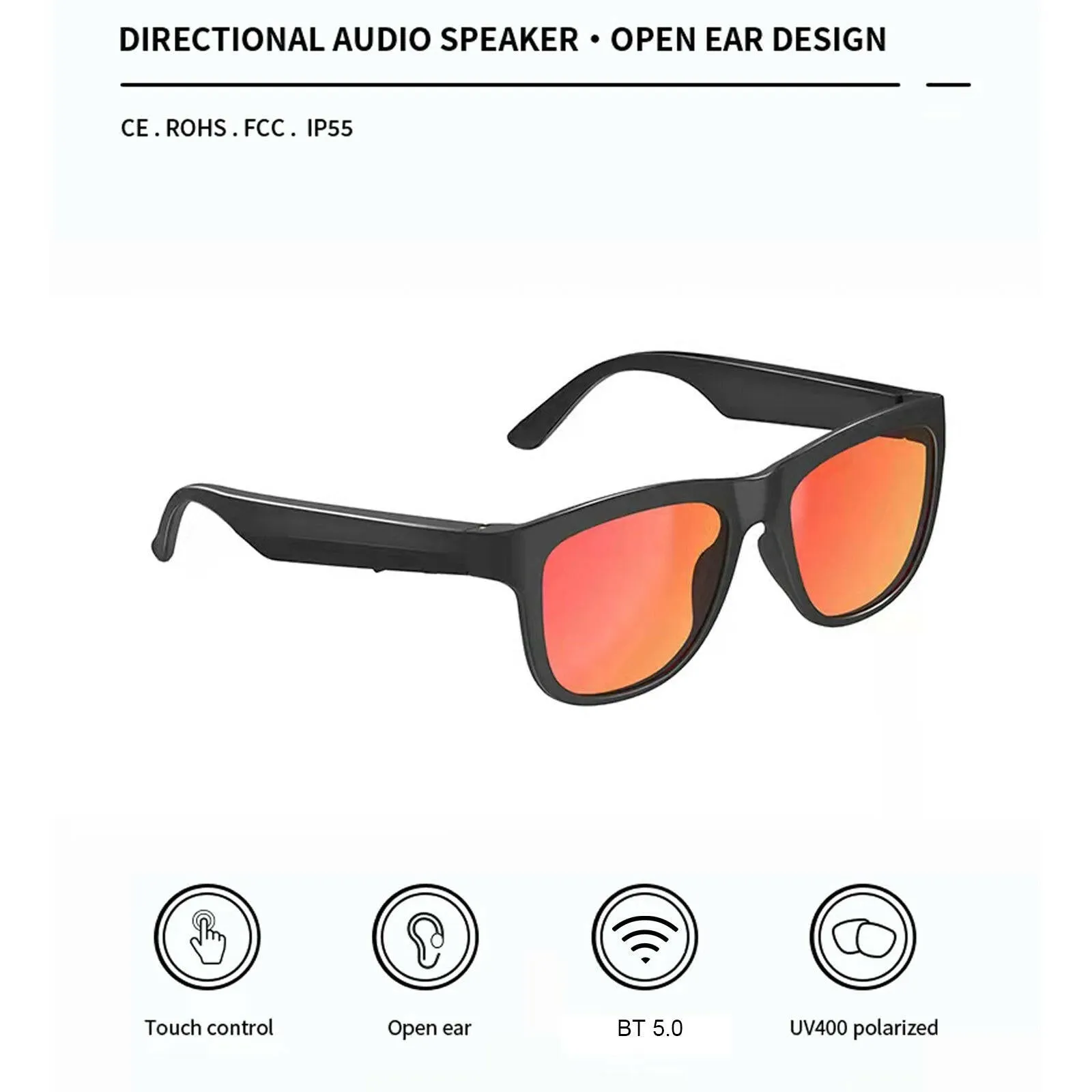 GS01 Smart Sunglasses Wireless BT5.0 Stereo Headset Hands-Free Calling Music Audio Sunglasses Outdoor Cycling Sunglasses Headphones With Mic