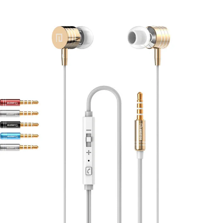 High Quality Stereo Bass Headset In Ear Metal Earphones handsfree Headphones with Mic 3.5mm Earbuds for All Mobile Phone MP3 MP4