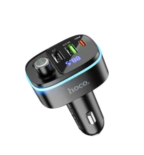 Hoco E62 | Bluetooth FM Transmitter Car Charger | Dual Ports (Type-C & USB)