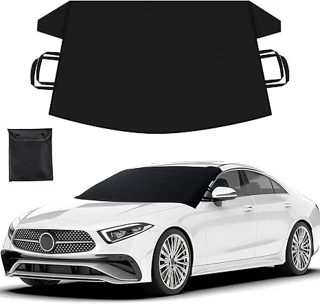 HOM Heavy Duty Windshield Cover for Ice and Snow | 600D Oxford Fabric | Waterproof Frost Protector for Cars, SUVs, Trucks | Medium (69"x42")