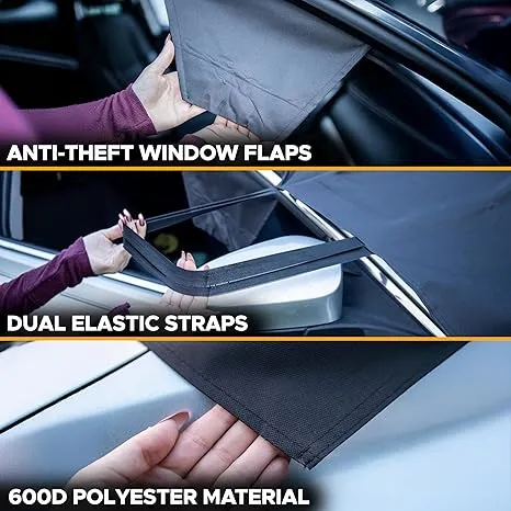 HOM Heavy Duty Windshield Cover for Ice and Snow | 600D Oxford Fabric | Waterproof Frost Protector for Cars, SUVs, Trucks | Medium (69"x42")