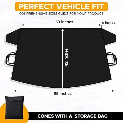 HOM Heavy Duty Windshield Cover for Ice and Snow | 600D Oxford Fabric | Waterproof Frost Protector for Cars, SUVs, Trucks | Medium (69"x42")