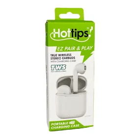 Hottips White Wireless TWS Stick Earbuds w/Charging Case