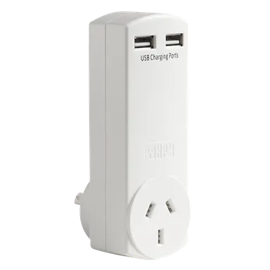 HPM Adaptor with USB Charger 4.2A - White D2USB / White