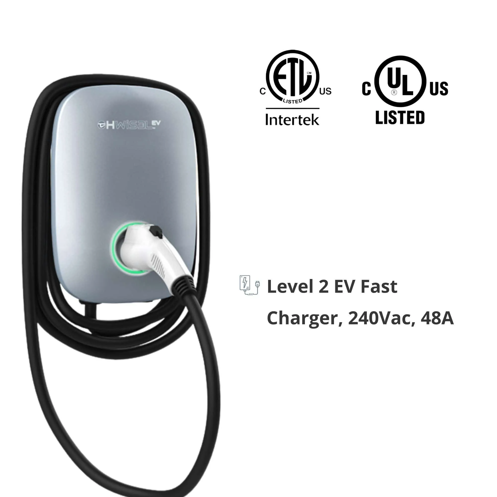 Hwisel Plug & Charge 48A Residential Fast EV (Electric Vehicle) Battery Charger Level 2, Home Smart Car Charging Station 240V, EVSE 11.5kW