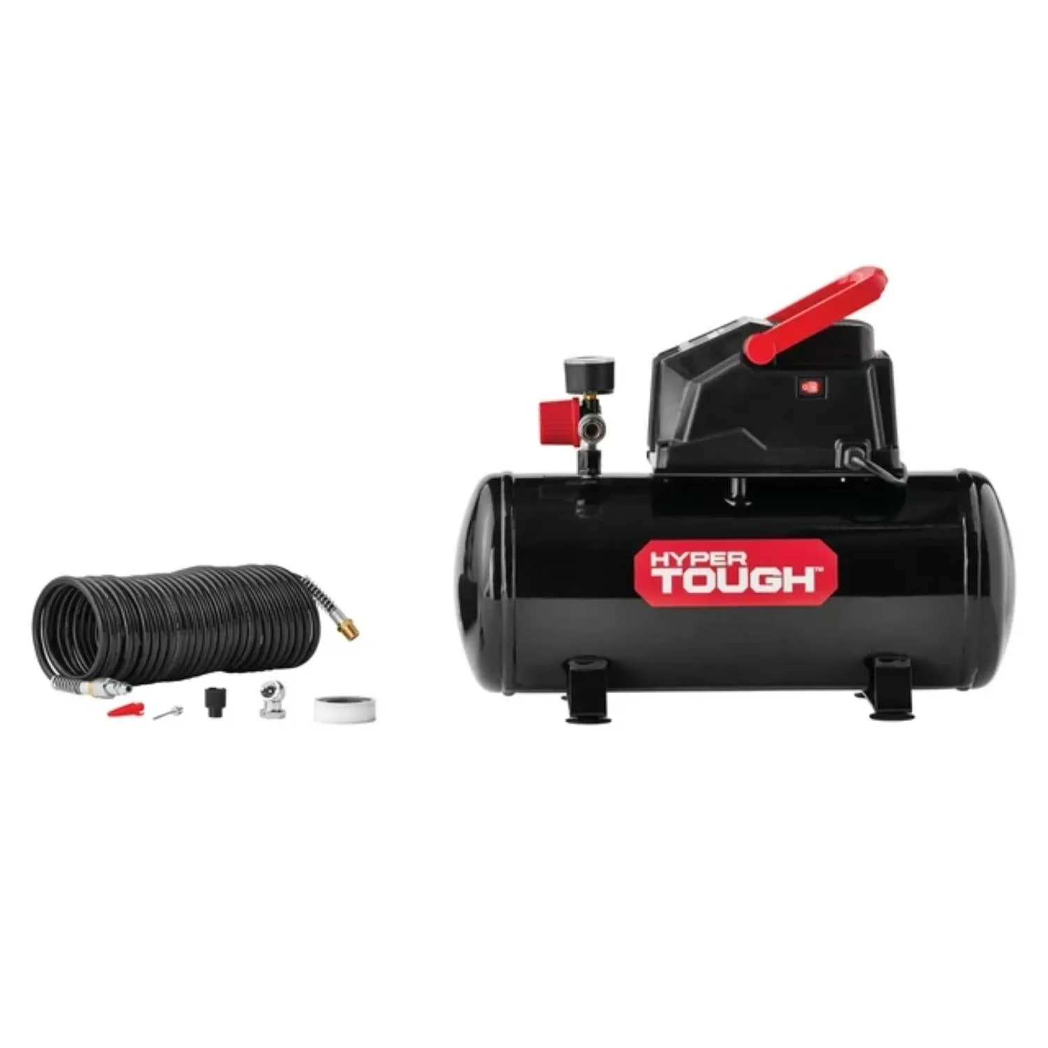 Hyper Tough 508.3012929 Oil-free Portable Air Compressor with Hose 3 Gal 100 PSI Black