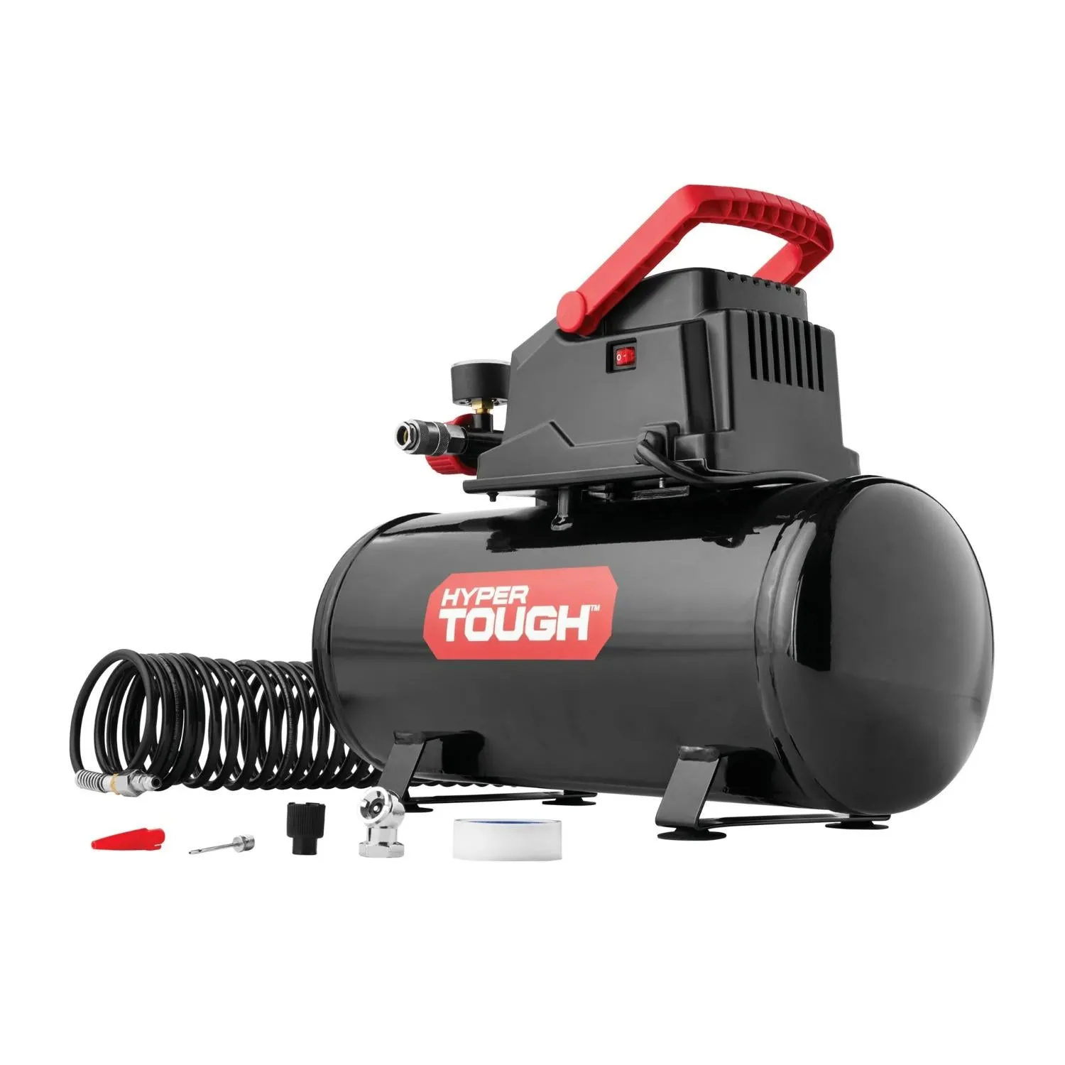 Hyper Tough 508.3012929 Oil-free Portable Air Compressor with Hose 3 Gal 100 PSI Black