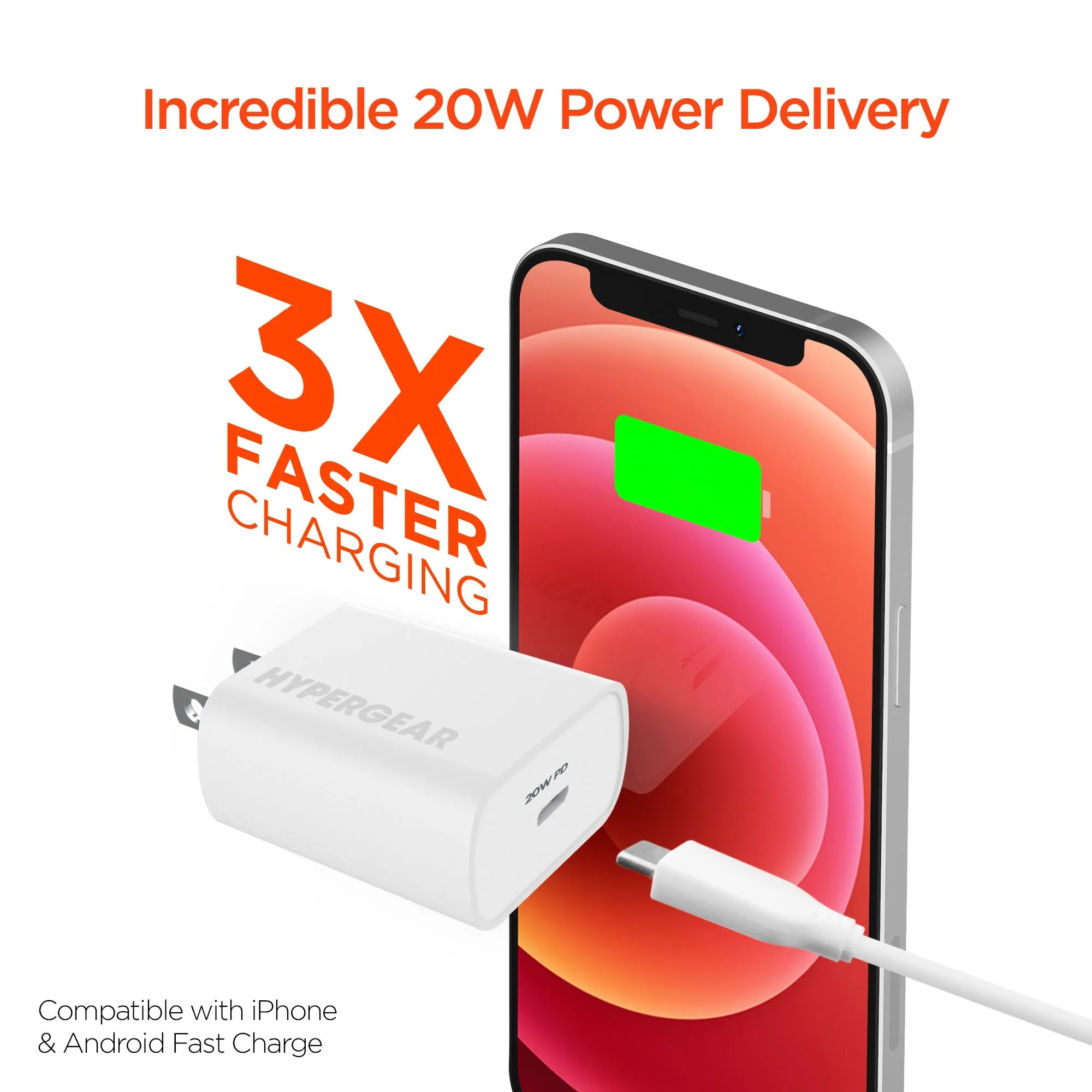 HyperGear 20W USB-C PD Wall Charger White (15389-HYP)