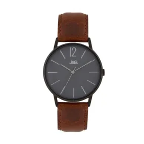 Jag Mens Black and Maroon Leather Band Watch J2184