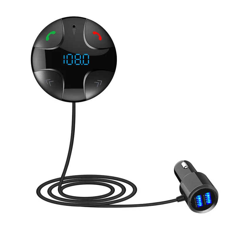 JaJaBor Bluetooth Car Kit Handsfree FM Transmitter A2DP Wireless Car MP3 Player Support TF Card Music Play Dual USB Car Charger