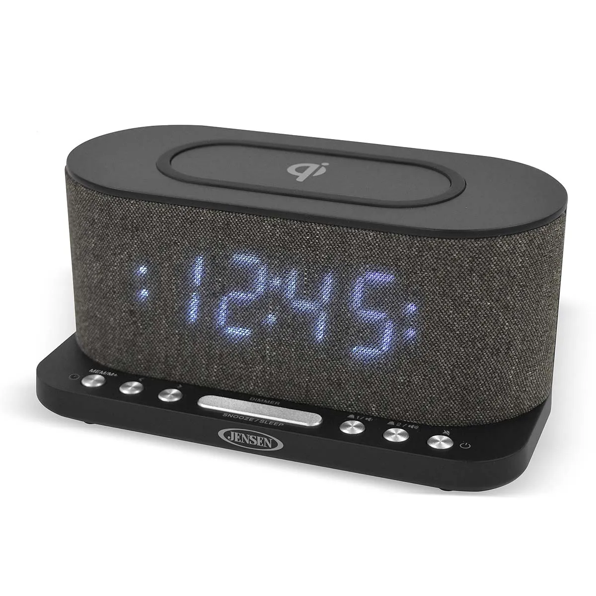 Jensen Audio Dual Alarm Clock Radio with Wireless Qi Charging