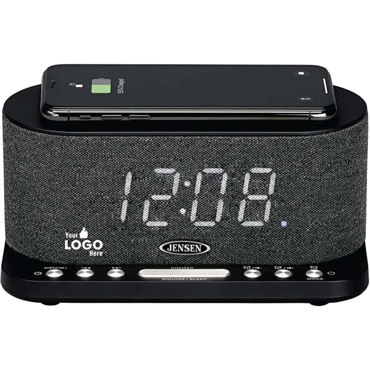 Jensen Audio Dual Alarm Clock Radio with Wireless Qi Charging