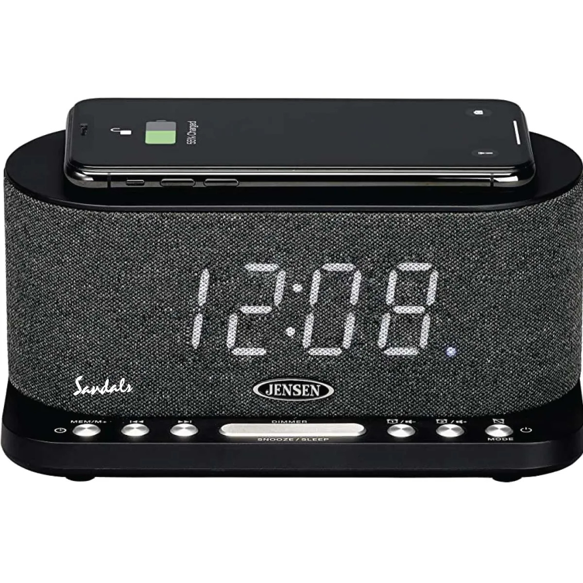 Jensen Audio Dual Alarm Clock Radio with Wireless Qi Charging