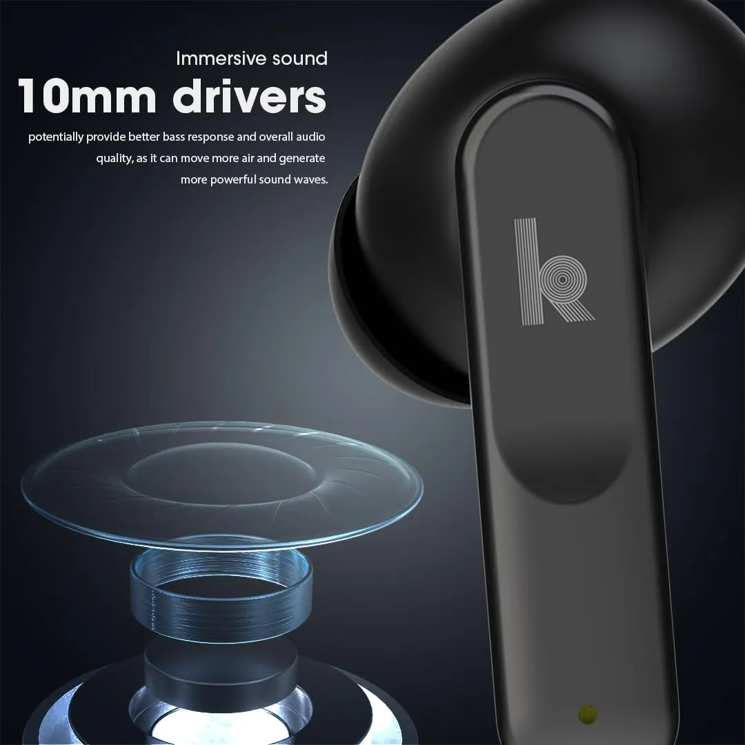 Kivart Raga | Built-in Subwoofer | Splash Charge | Low Latency | 40 Hours Play Time | IPX6 Water Resistant