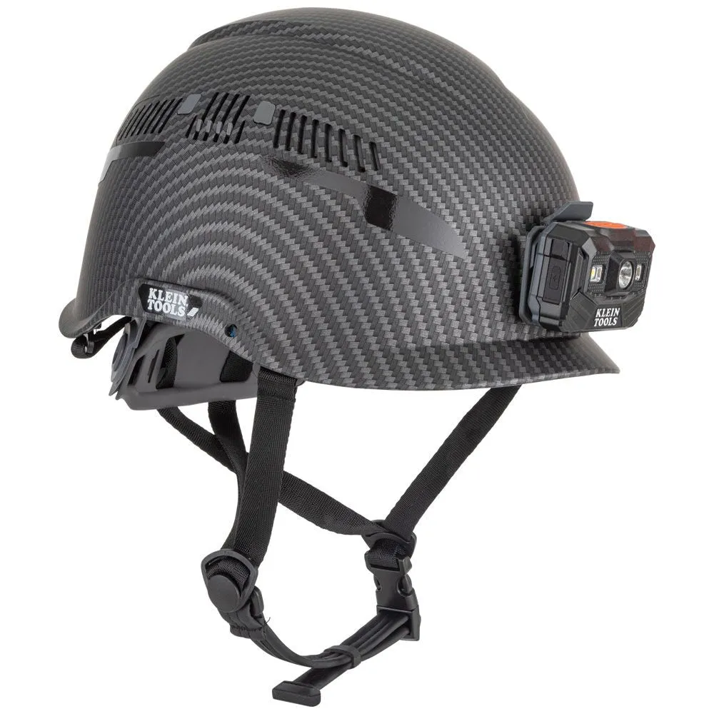 Klein 60517 Safety Helmet, Premium KARBN Pattern, Vented, Class C, Headlamp