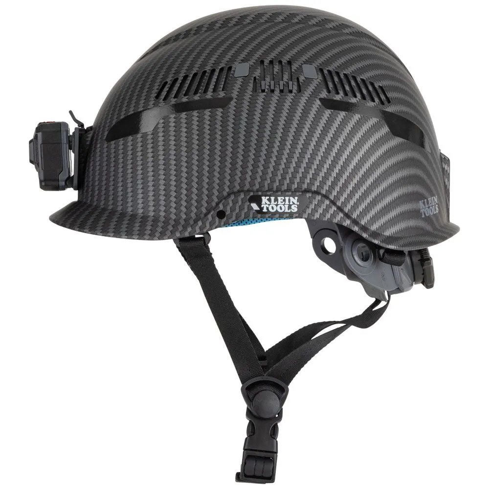 Klein 60517 Safety Helmet, Premium KARBN Pattern, Vented, Class C, Headlamp