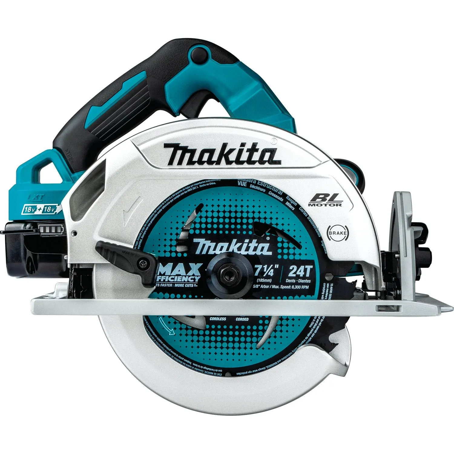 Makita (XSH06PT) 36V (18V X2) LXT® Brushless 7-1/4" Circular Saw Kit, blade right, dual port charger, bag (5.0Ah)