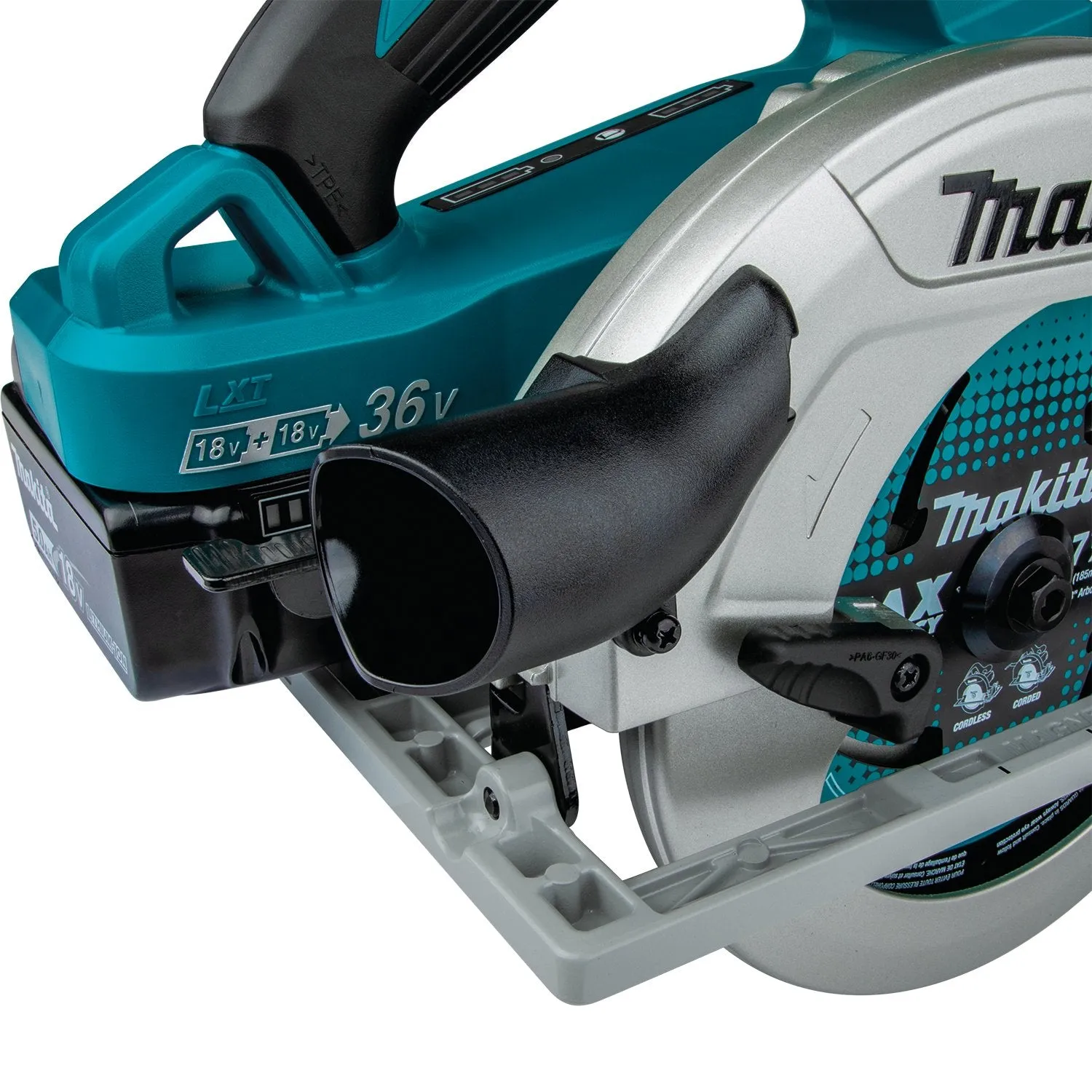 Makita (XSH06PT) 36V (18V X2) LXT® Brushless 7-1/4" Circular Saw Kit, blade right, dual port charger, bag (5.0Ah)