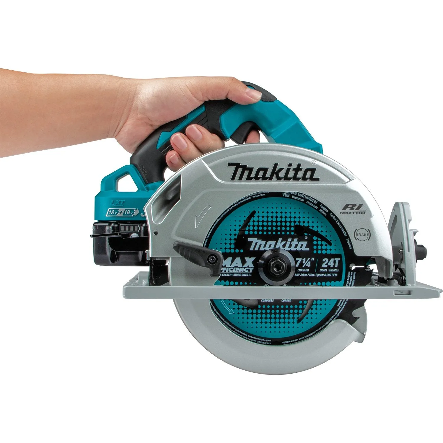 Makita (XSH06PT) 36V (18V X2) LXT® Brushless 7-1/4" Circular Saw Kit, blade right, dual port charger, bag (5.0Ah)