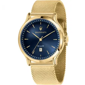 Maserati R8853118020 Epoca Blue Dial Gold Tone Mesh Mens Watch